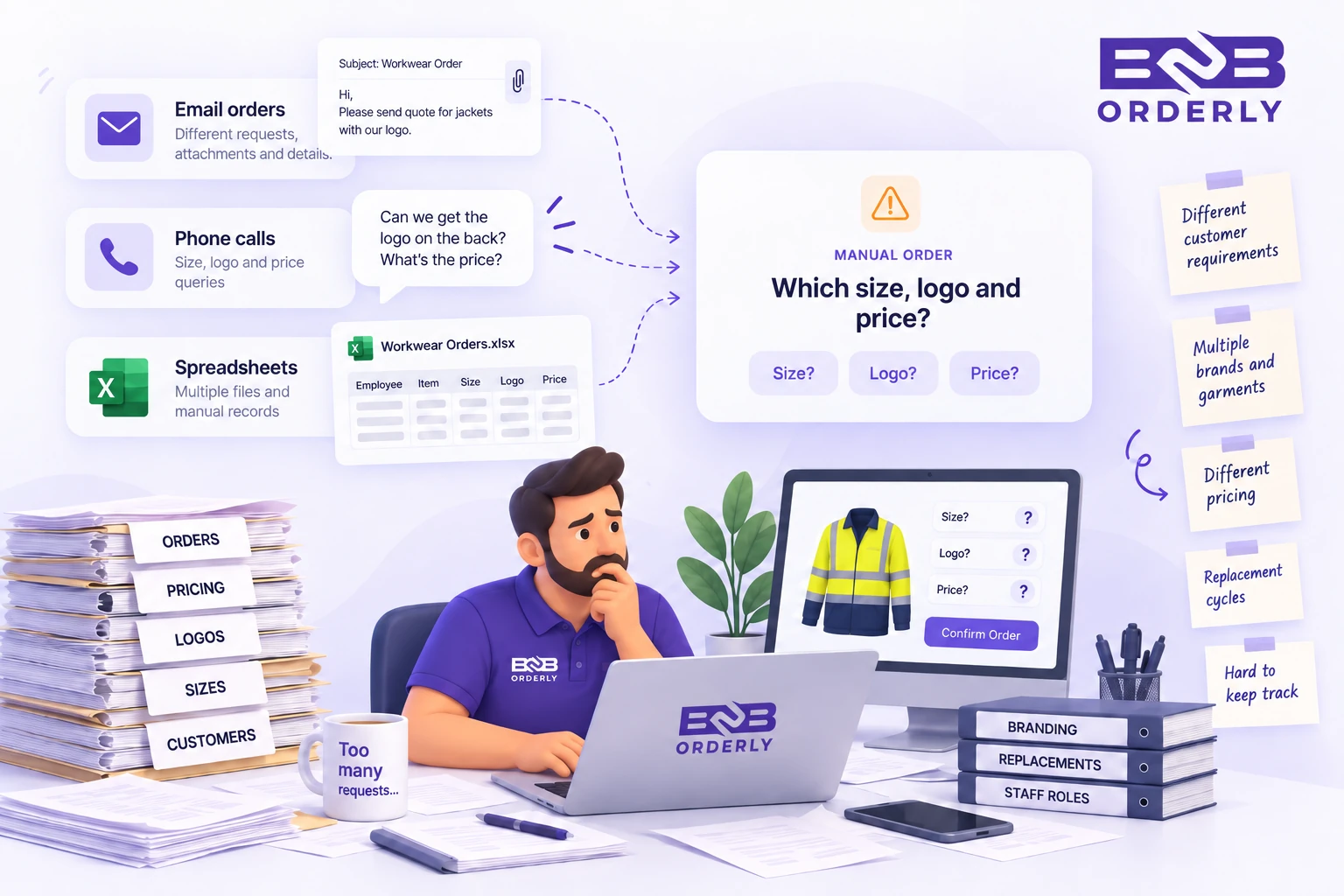 Workwear ordering challenges across email, phone notes and spreadsheets